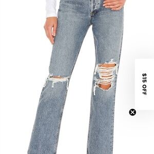 Agolde Lana Distressed Straight-Leg Jeans in Backdrop size 27
